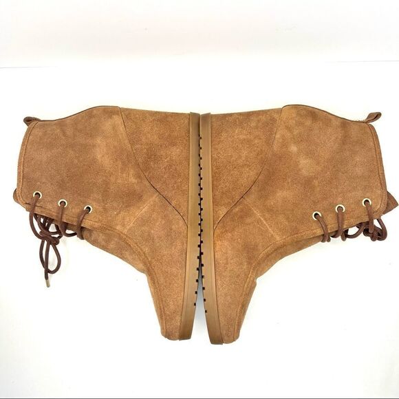 Michael Kors Tamara Lace Up Brown Suede Wedge Booties 9 - Picture 6 of 9